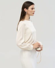 22 Momme Seidenbluse mit Rundhals und Drop-Schulter