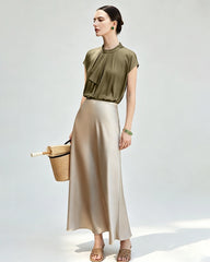 22 Momme Seidenbluse mit elegantem Drapé-Effekt