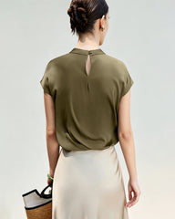22 Momme Seidenbluse mit elegantem Drapé-Effekt