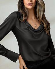 25 Momme Seidenbluse mit Wasserfallausschnitt
