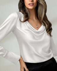 25 Momme Seidenbluse mit Wasserfallausschnitt