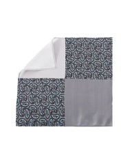 Dunkelgraues Einstecktuch mit Patchwork- und Druckdesign