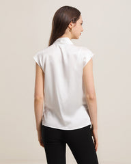 Sleeveless V-Hals Seidenbluse