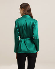Seidenbluse mit langen Ärmeln und Gürtel