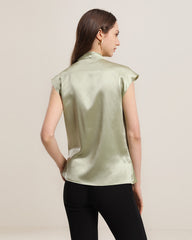Sleeveless V-Hals Seidenbluse