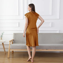 19 Momme Entspanntes V-Ausschnitt Seiden-Nachtkleid