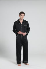 Lässiges Seiden-Pyjama-Set für Herren mit Reverskragen