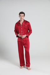 Lässiges Seiden-Pyjama-Set für Herren mit Reverskragen