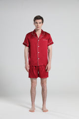 Lässige Seiden-Short-Pyjamas für Herren