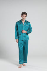 22 Momme Herren Seiden-Pyjamas-Set mit Pipings