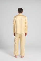22 Momme Herren Seiden-Pyjamas-Set mit Pipings