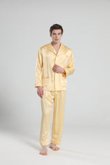 22 Momme Herren Seiden-Pyjamas-Set mit Pipings