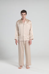 22 Momme Herren Seiden-Pyjamas-Set mit Pipings