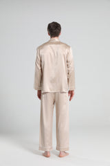22 Momme Herren Seiden-Pyjamas-Set mit Pipings