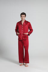 22 Momme Herren Seiden-Pyjamas-Set mit Pipings