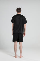 Einfaches Crewneck Seiden-Pyjama-Set für Herren