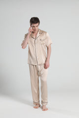 Kurzarm 100% Seiden-Pyjama für Herren