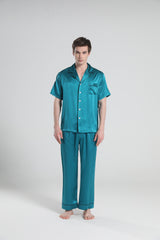 Kurzarm 100% Seiden-Pyjama für Herren