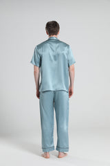 Kurzarm 100% Seiden-Pyjama für Herren