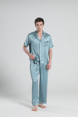 Kurzarm 100% Seiden-Pyjama für Herren