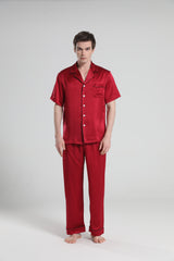 Kurzarm 100% Seiden-Pyjama für Herren