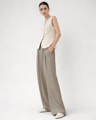 30 Momme High-Waist Seidenhose mit weitem Bein