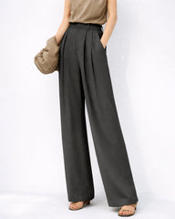 30 Momme High-Waist Seidenhose mit weitem Bein