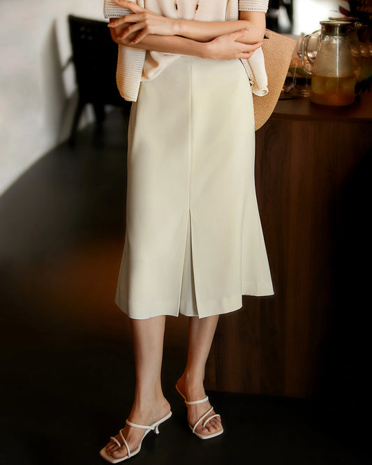 30 Momme Seiden-Midirock im Meerjungfrauenschnitt mit Schlitz