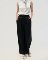 30 Momme Seidenhose mit Falten und geradem Bein