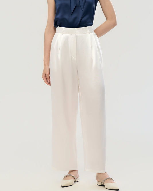 30 Momme Seidenhose mit Falten und geradem Bein