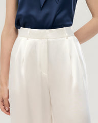 30 Momme Seidenhose mit Falten und geradem Bein