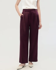 30 Momme Seidenhose mit Falten und geradem Bein