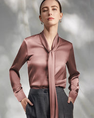 30 Momme Seidenbluse mit Tie-Front