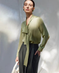30 Momme Seidenbluse mit Tie-Front