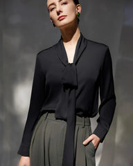 30 Momme Seidenbluse mit Tie-Front