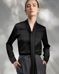 30 Momme Seidenbluse mit Tie-Front