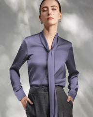 30 Momme Seidenbluse mit Tie-Front