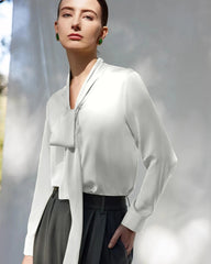 30 Momme Seidenbluse mit Tie-Front
