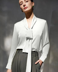 30 Momme Seidenbluse mit Tie-Front