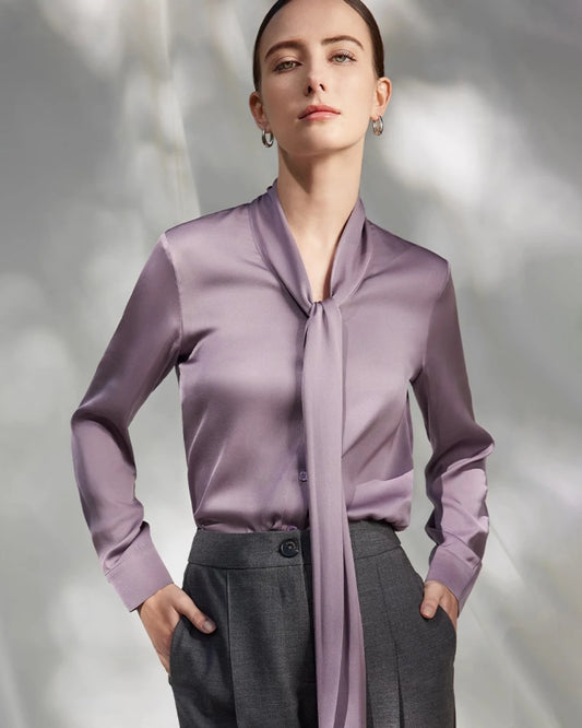 30 Momme Seidenbluse mit Tie-Front