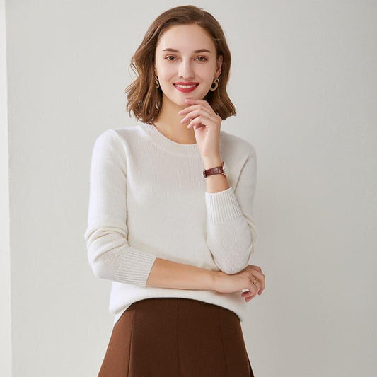 Reines Kaschmir-Rundhals-Pullover