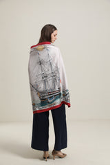 Seidenschal mit Bootsmuster und graziösem Design