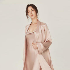 2-Teiliges Seiden-Set - Schlafkleid & Bademantel
