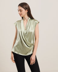 Sleeveless V-Hals Seidenbluse