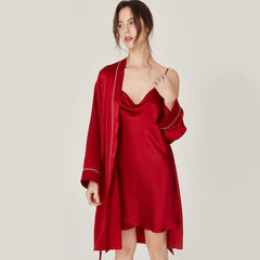 2-Teiliges Seiden-Set - Schlafkleid & Bademantel
