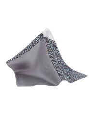 Dunkelgraues Einstecktuch mit Patchwork- und Druckdesign