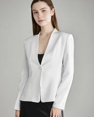40 Momme Kragenloser Seidenblazer