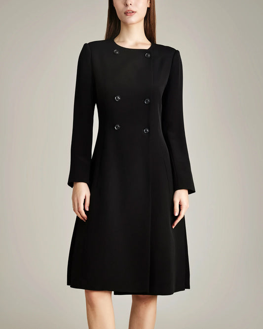 40 Momme Doppelknopf-Seidenkleid