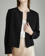 40 Momme offene Front Seidenblazer