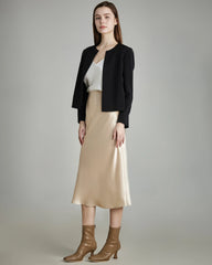 40 Momme offene Front Seidenblazer